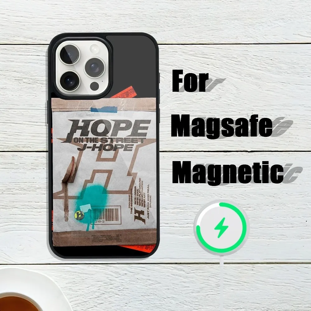 Singer j-hope Hope on the Street Phone Case For iphone 13 Plus 12 14 Mini 11 Max 15 Pro Magsafe Magnetic Wireless Charging Shell