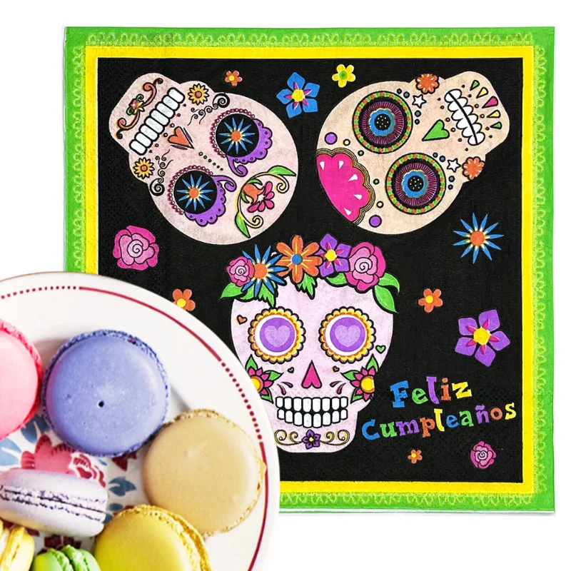 Papel tisú para fiesta de Halloween, accesorio sin fragancia, dibujos animados, Calavera, 10 piezas