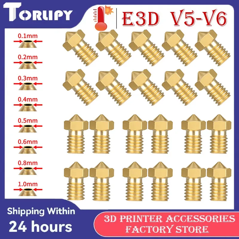 Wholesale E3D V6 V5 3D Printer Hotend Nozzle 1.75m Brass Material 2.0mm Inner Diameter Suitable For Titan Extruder/Prusa I3 MK3S