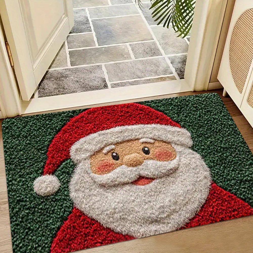 

Christmas Carpet Christmas Deer Microfiber Bath Mat - Quick-Dry & Absorbent, Festive Holiday Design with Red Berries Green Leave