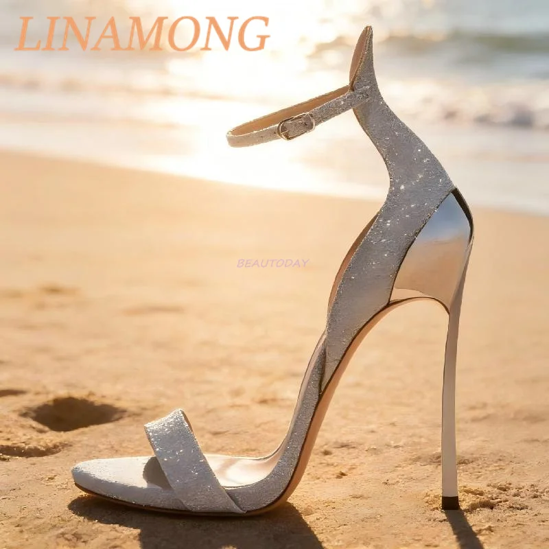 خط واحد كأس للنبيذ كعب الصنادل مزاجه المألوف مشبك الجانب كعب معدني فارغ حقيبة كعب الجلود الربط سليم عالية الكعب #6