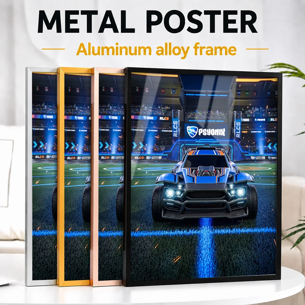 Rocket League Twinzer Car Framed Metal Print Personalized Studio Graphic Wall Art For Entertainment Room, Racing Game Fan Gift