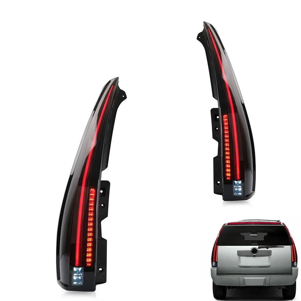 

Светодиодные задние фонари для Cadillac Escalade 2007-2014, тонированные, с указателями поворота и фонарями заднего хода, автомобильные аксессуары