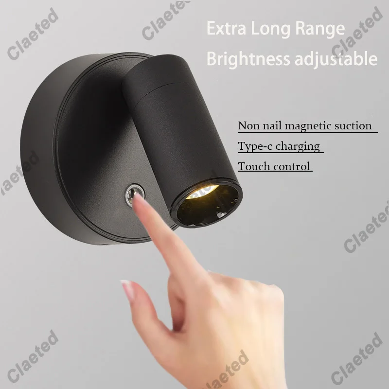 LED Wall Sconces Light Touch Control Wall Lights Rechargeable Indoor Wireless Spotlights Magnetic Rotatable Cordless Wall Light