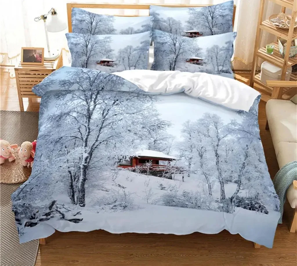 Snow Scene Bedding Set Duvet Cover Set Bedding Digital Printing Quilt Cover King Queen Size Bedding Set Fashion Design 3 Piece