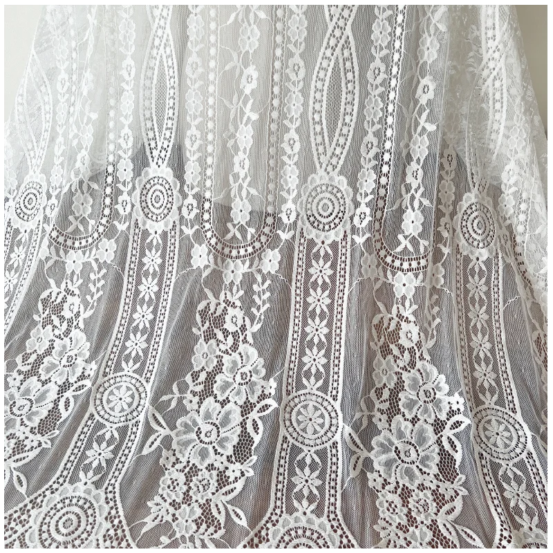 Thick Soft Lace Fabric for Wedding Dress, Eyelashes Pressure Yarn, Geometric Flower Decoration Accessories, New Style