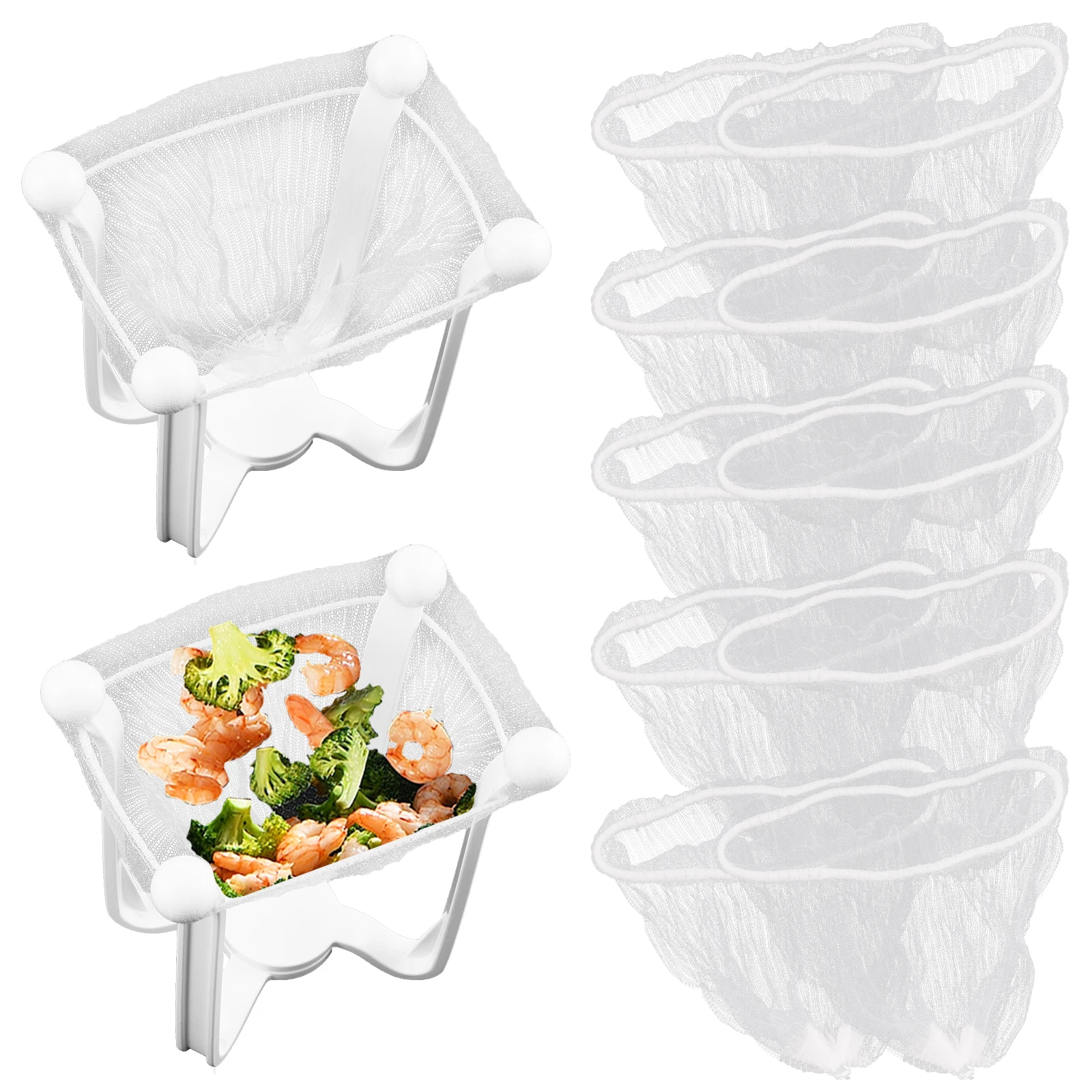 

Sink Filter Drain Rack Kitchen Sink Strainer with 2 Drain Rack and 400 Strainer Net Bag Multi-Purpose Food Trash Catcher