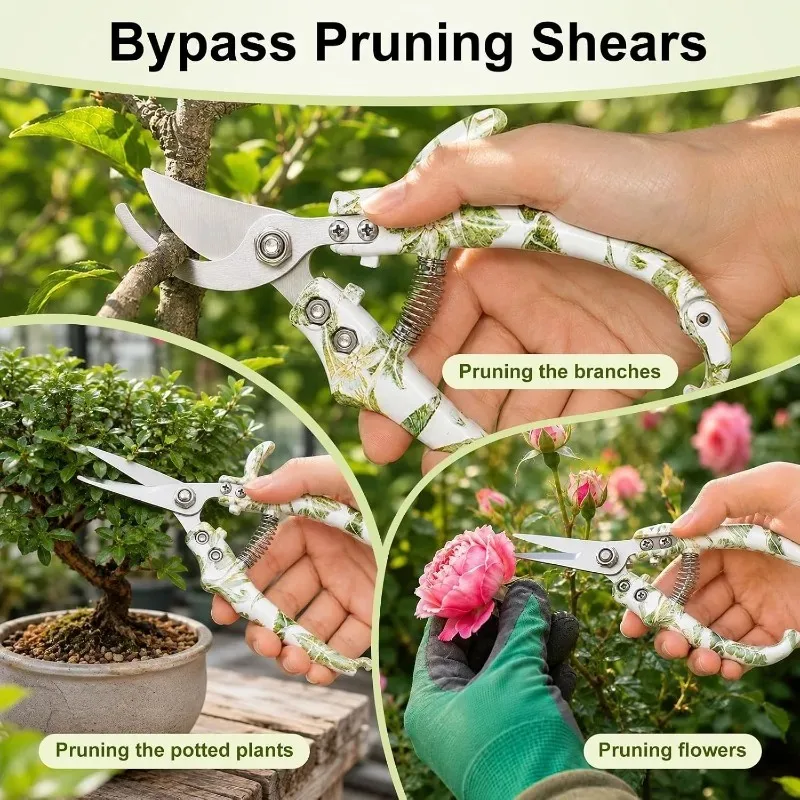 SK5 Steel Pruning Shears Floral Pattern Garden Shears Professional Branch Cutter Fruit Picking Scissors for Plant Gardening Tool
