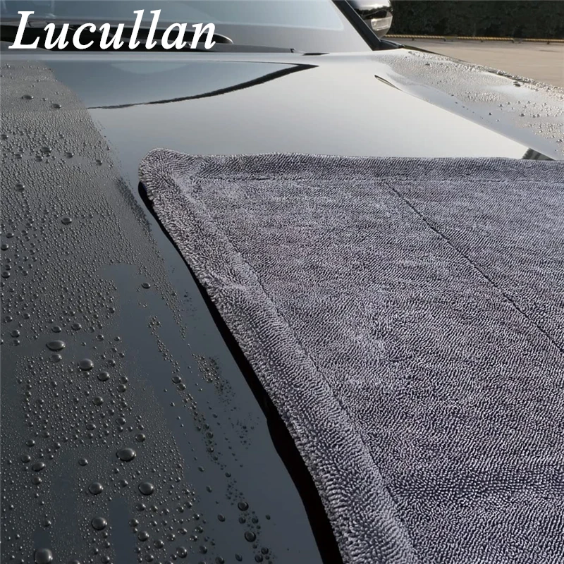 Lucullan Premium Twist Loop Microfiber Drying Towels 3 Sizes The Edgeless Clothes Help to Dry The Entire Car