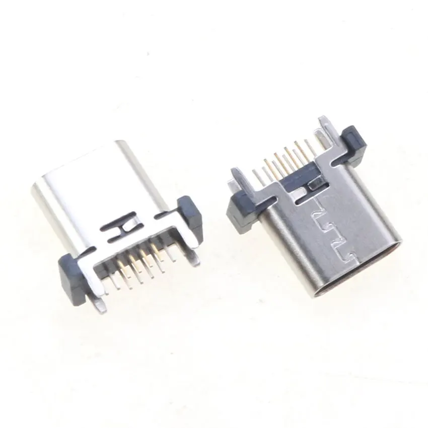 Cltgxdd 2pcs USB Type C Female Socket 16Pin 16P Vertical 180 degree H=9.3/10/10.5/12.4/13.1/13.7/15/17.5mm Type-C USB Connector