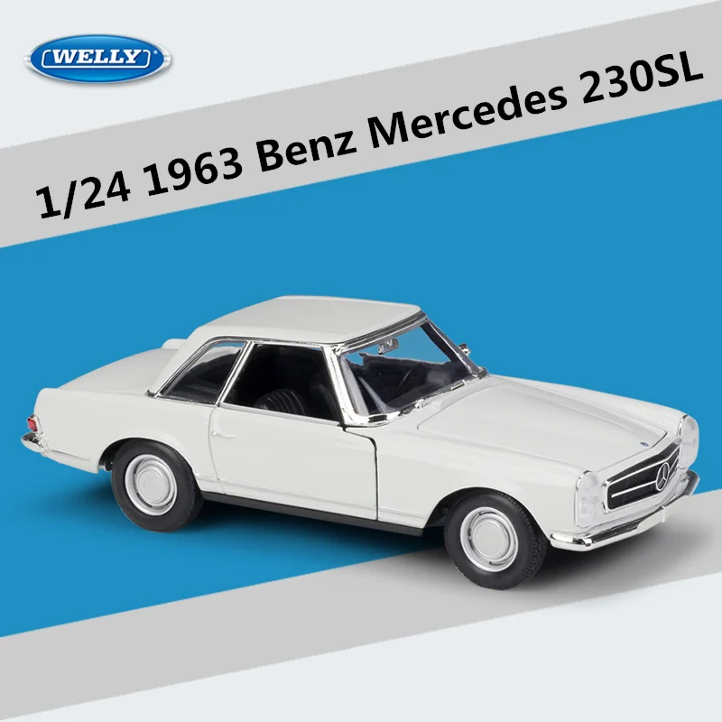 WELLY 1:24 مرسيدس بنز 230SL سبيكة سيارة نموذج دييكاست المعادن الكلاسيكية الرجعية سيارة قديمة نموذج محاكاة مجموعة الاطفال هدية