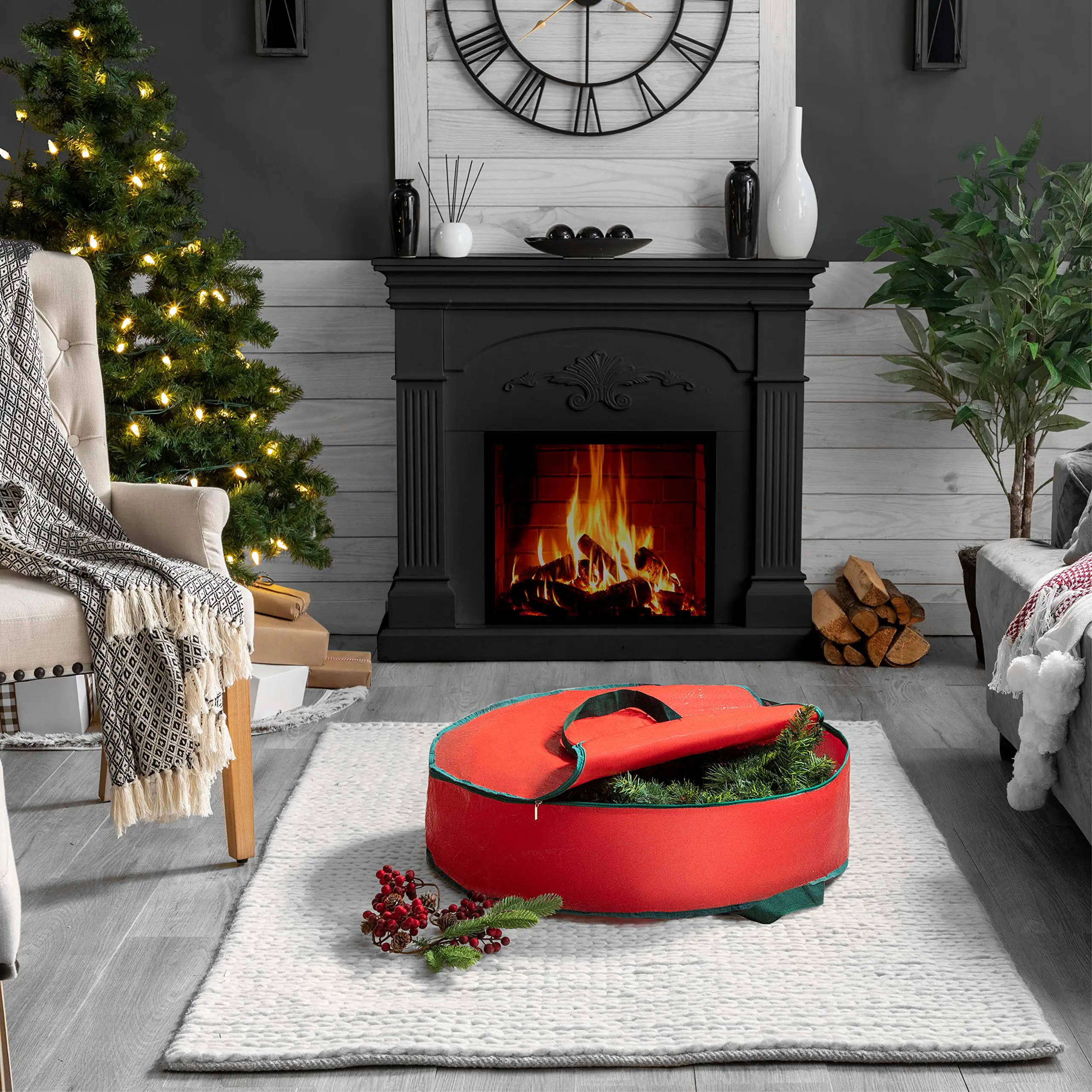 Aufbewahrungstasche für Weihnachtskranz, Weihnachtszubehör, staubdichte Umzugs- und Verpackungsbeutel, Aufbewahrungstasche für Weihnachtsbaum