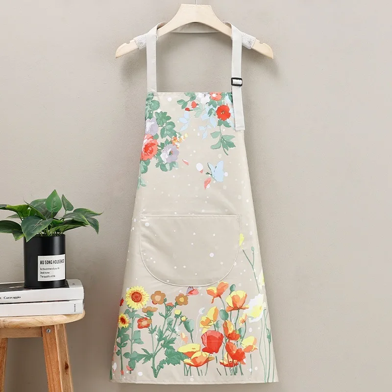 Household Waterproof and Oil-proof Kitchen Apron Cooking Baking Work Clothes Drawing Aprons Art Smock for Women