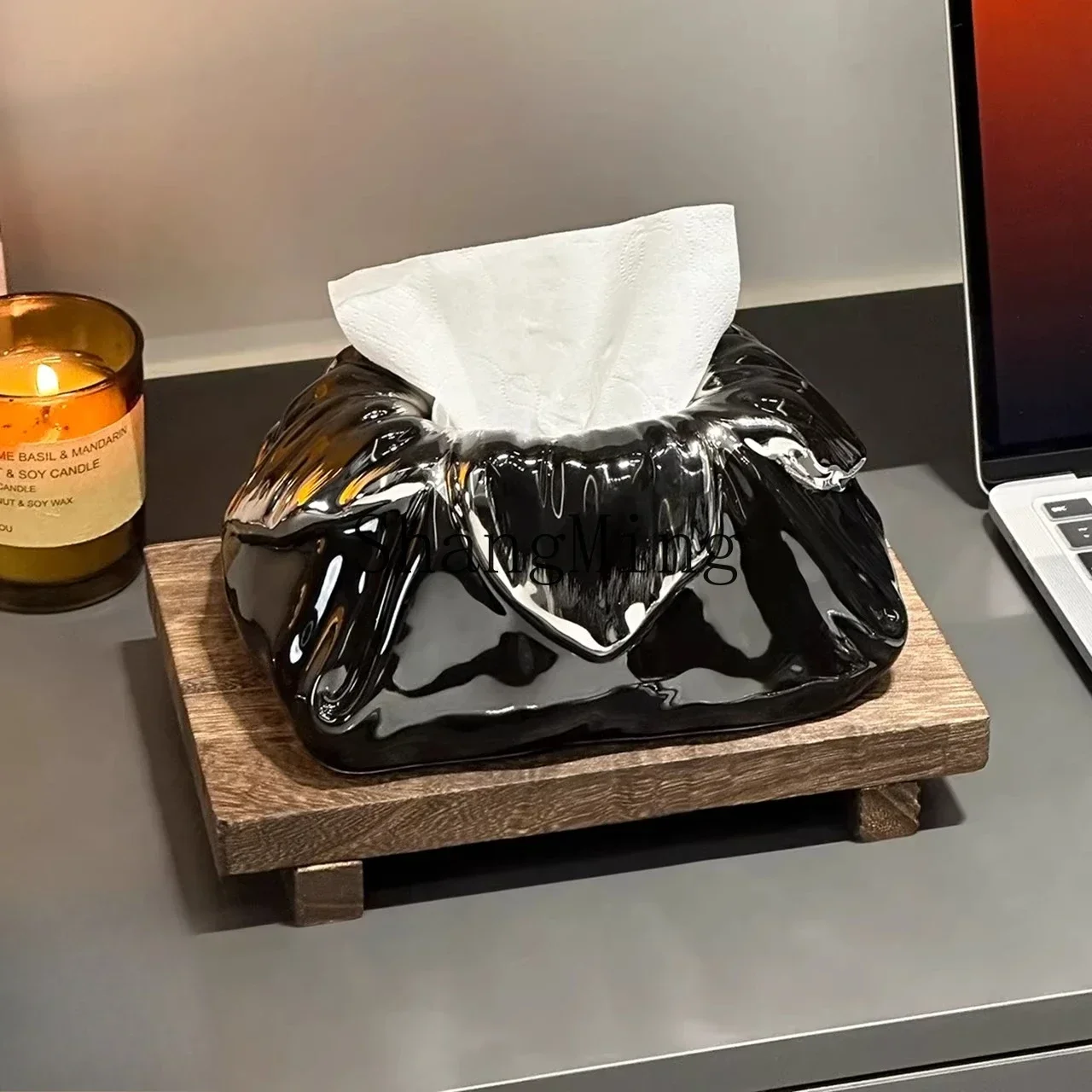 

CL desktop light luxury high-end tissue box high-end ornament home box bedroom storage pumping box