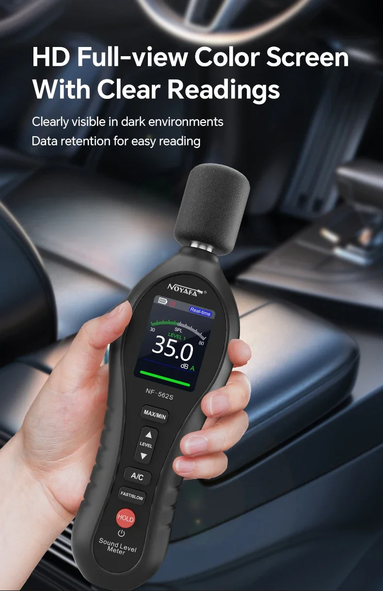 NOYAFA NF-562S Professional Digital Sound Level Meter 30-130dB Decibels High-precision color Screen Noise Measuring Instrument