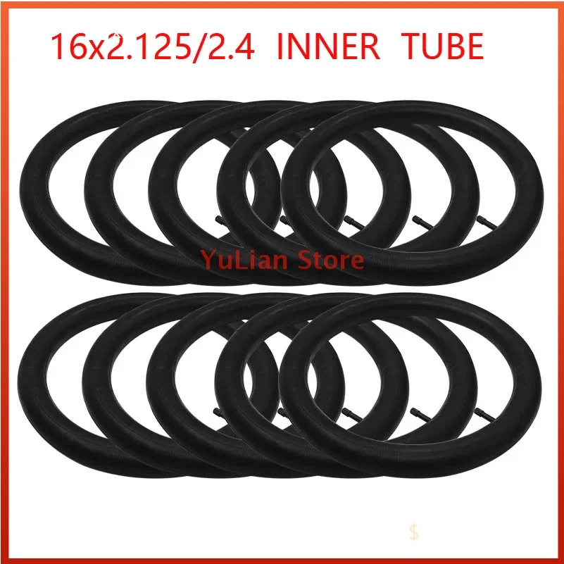 10pcs inner tube 16 x 2.125/2.4 with right angle bar Fits many gas electric scooters and electric bikes 16x2.125/2.4 tube