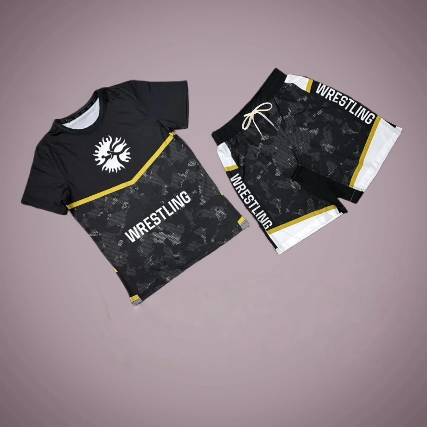 2026 New Adult and Children's Wrestling Sports Set Quick Drying Breathable Anti Rash T-shirt Shorts Combat Suit Training