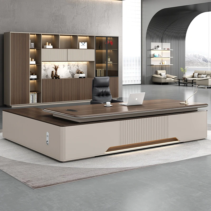 Wooden Executive Office Desk Standing Study Lshaped Office Desk Space Saving Design Escritorio Oficina Commercial Furniture