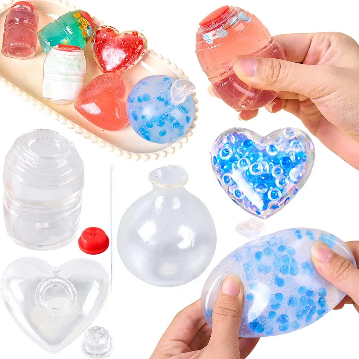 DIY Transparente TPR Leere Ballhülle Herz Runde Flasche Quetschball-Schale Handgemachtes Squishy Fidget Spielzeug Zubehör Befüllbares Bastelwerkzeug