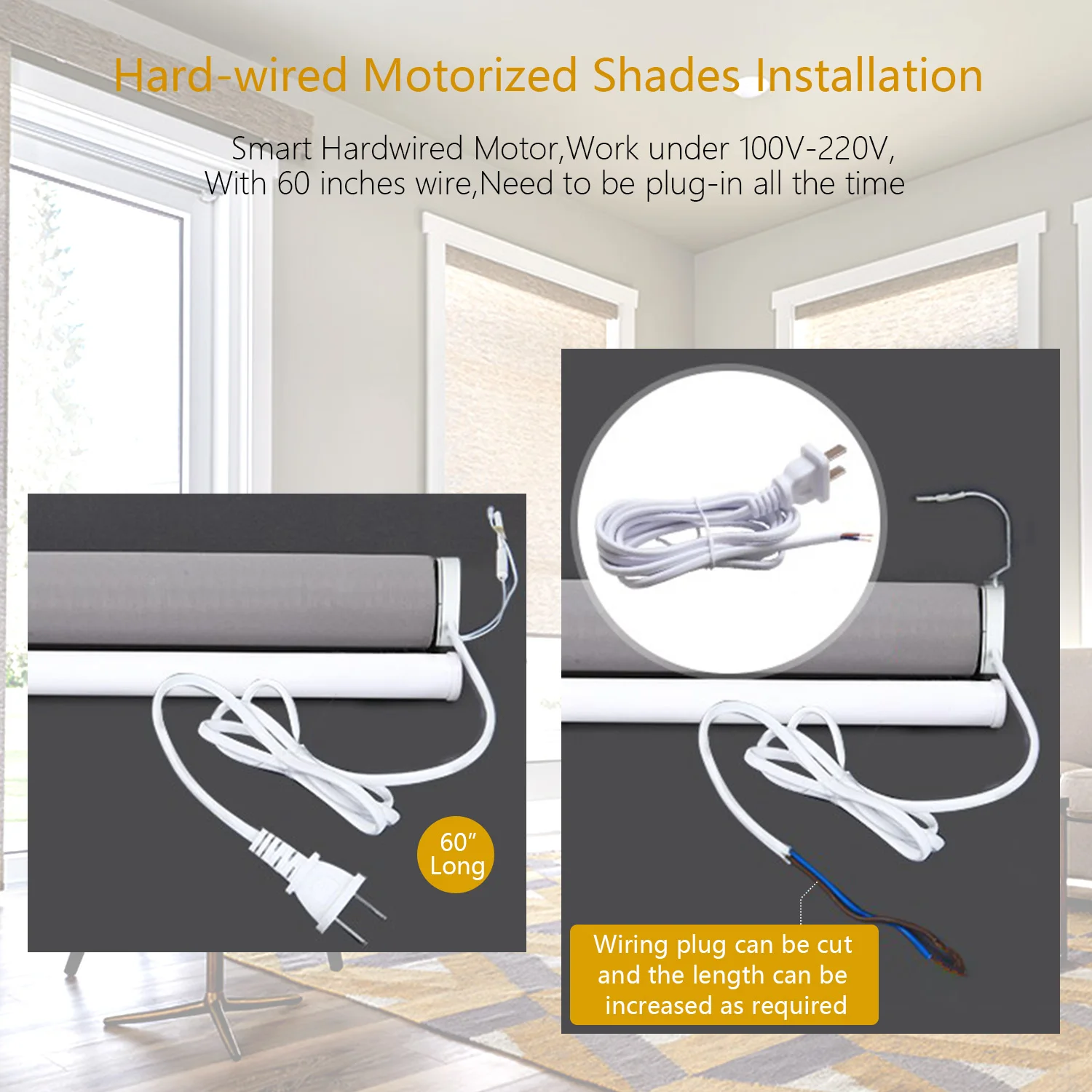 Smart Roller Shade Blinds Kits De Motor, controlador sem fio para cortina elétrica de tubo de 38mm, Motores tubulares