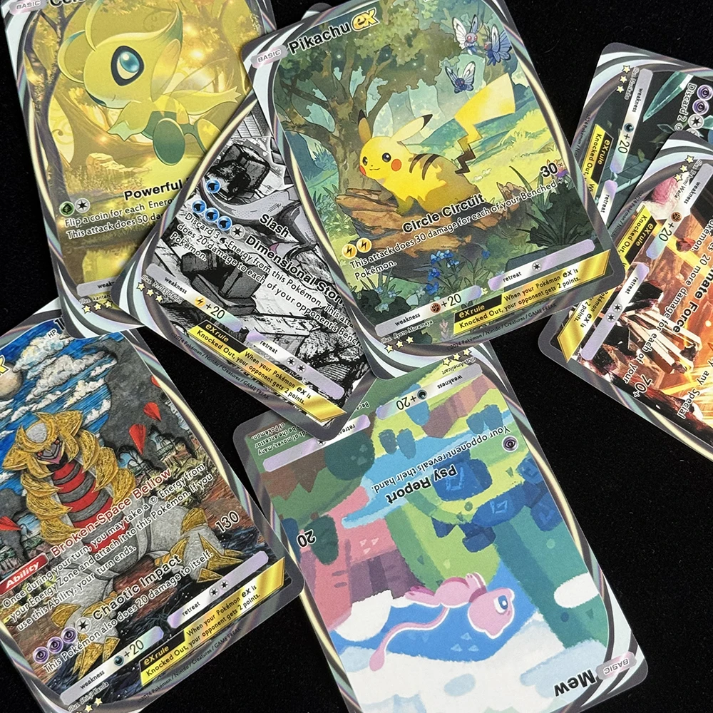 8 sztuk/zestaw Karty Kolekcjonerskie Anime Ptcg Mewtwo Arceus Giratina Palkia Dialga Wytłaczana Tekstura Karty Flash Trenerzy Angielskie Karty Prezent