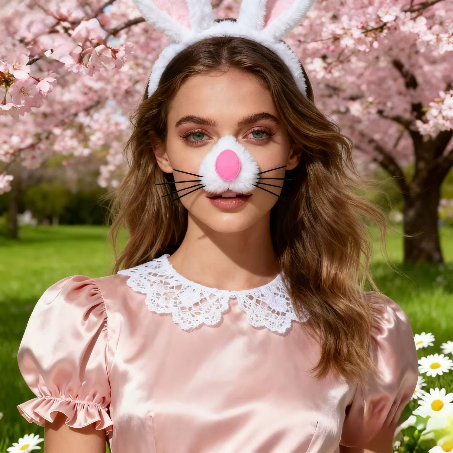 PESENAR Easter Festival costume Classic costume item Fur Rabbit nose can be worn on the nose