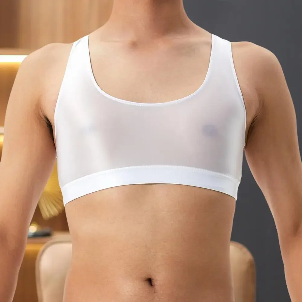 Herren Sexy Glänzende Seidige Weste O-Ausschnitt Ärmellos Racerback Tanktops Einfarbig Eng Anliegend Glatte Oberfläche Tops – Detail 12