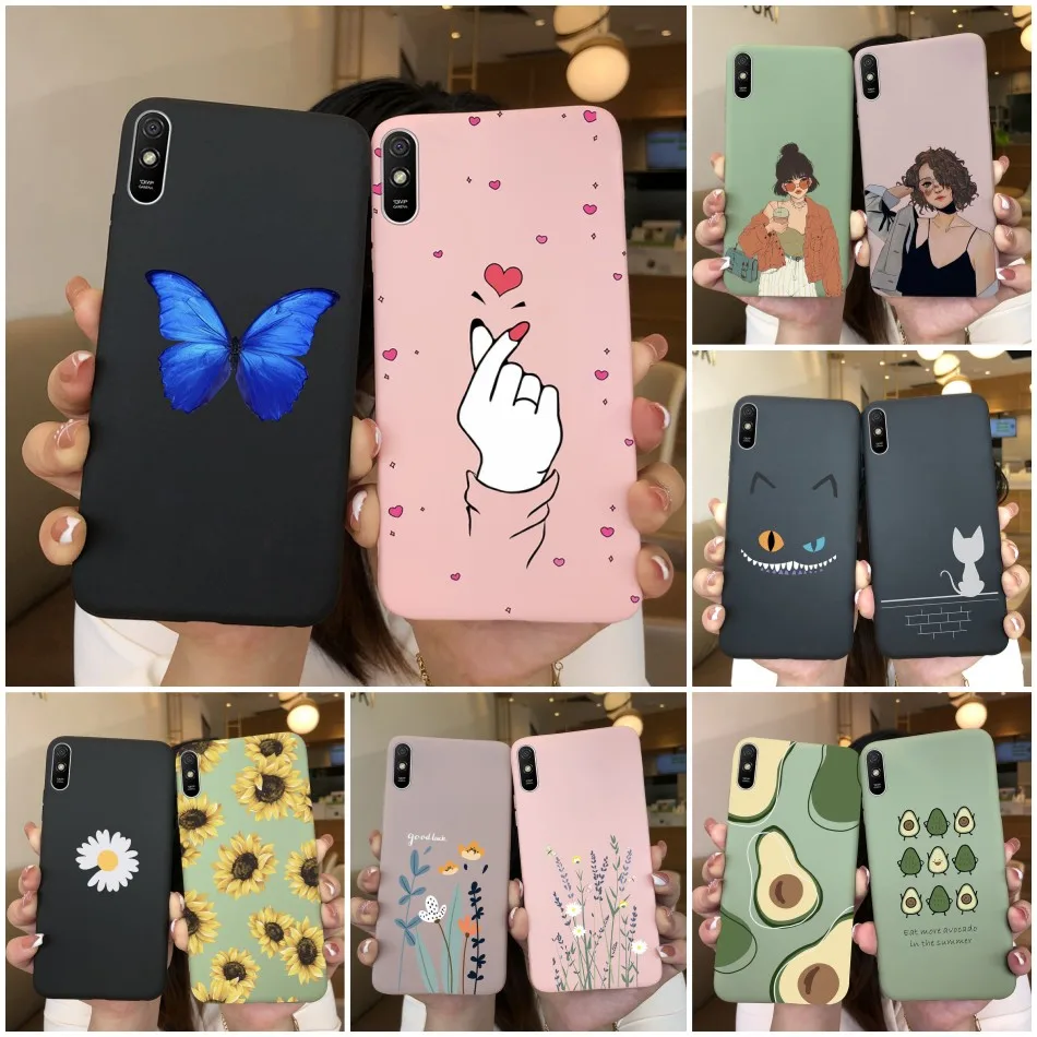 For xiaomi redmi 9A 9AT 9i Case Silicon Fashion Butterfly Heart Pattern Phone Cover Back Cases For Redmi 9A Redmi9A Case Fundas