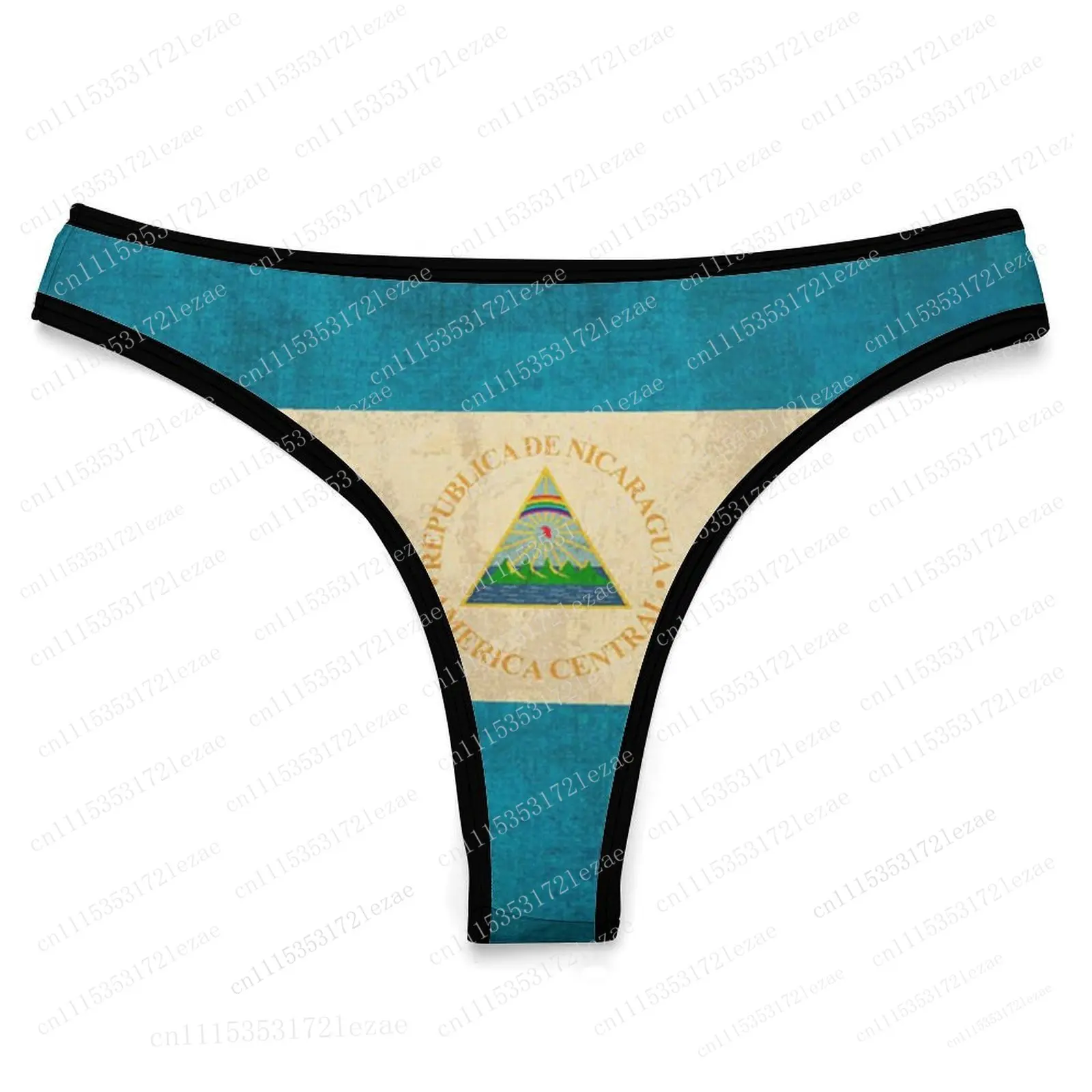 Nicaragua Flag Customized Ice Silk Thong Panties Women's Comfortable Briefs S-2XL Suitable for Everyday Wear and All Seasons