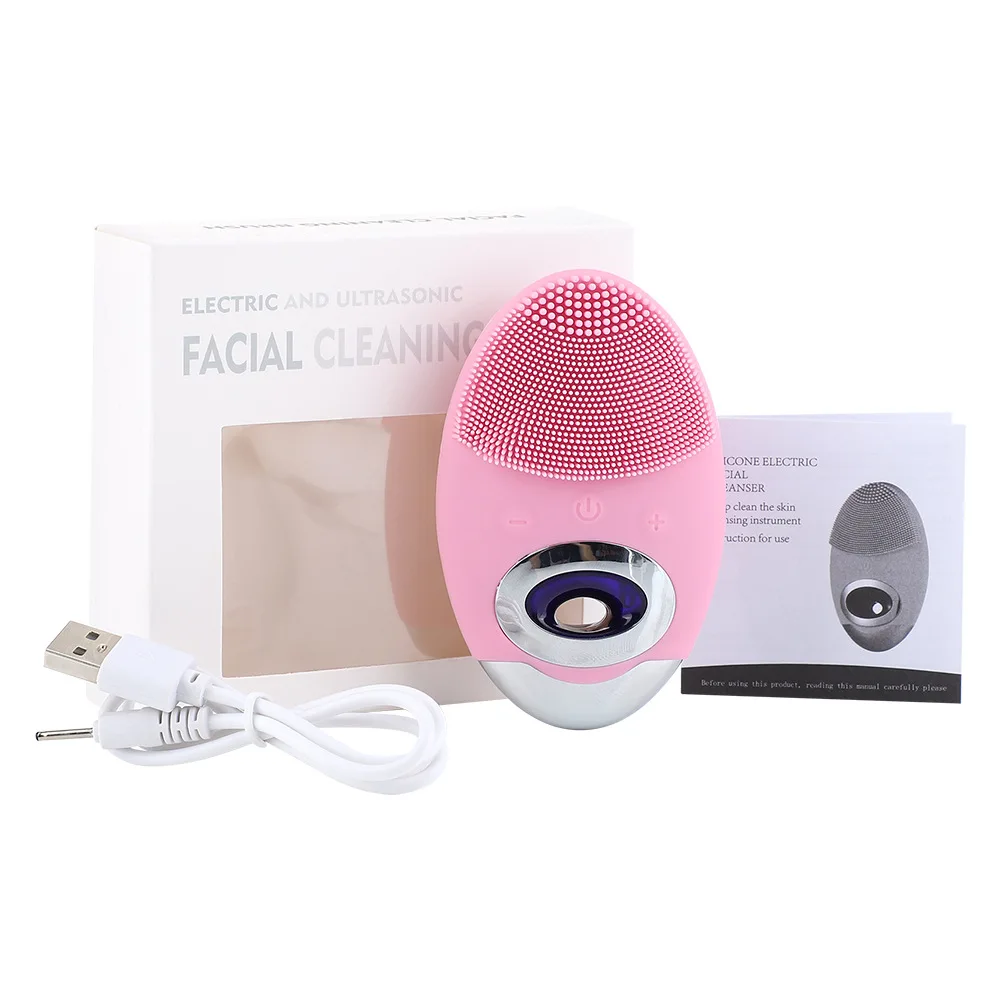 New style silicone facial cleanser pore cleansing blue light acne cleanser electric face wash brush gift