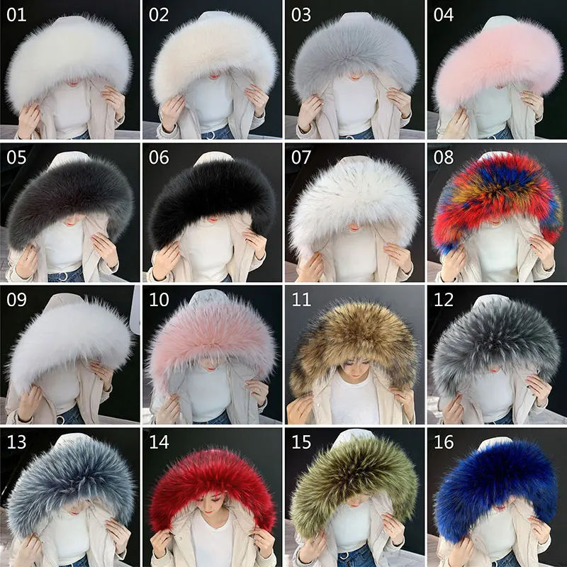 1pc Faux Fur Collar For Women Men Children Down Jackets Hood Fur Decor Diy Warm Shawl Wraps Winter Coat Fur Collar