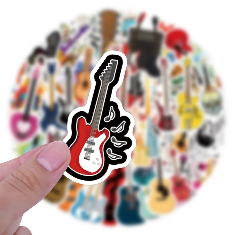 55pcs Personality Guitar Graffiti Stickers Decals Suitcase Laptop Computer Decoration Aesthetic Materials DIY Kids Classics Toy