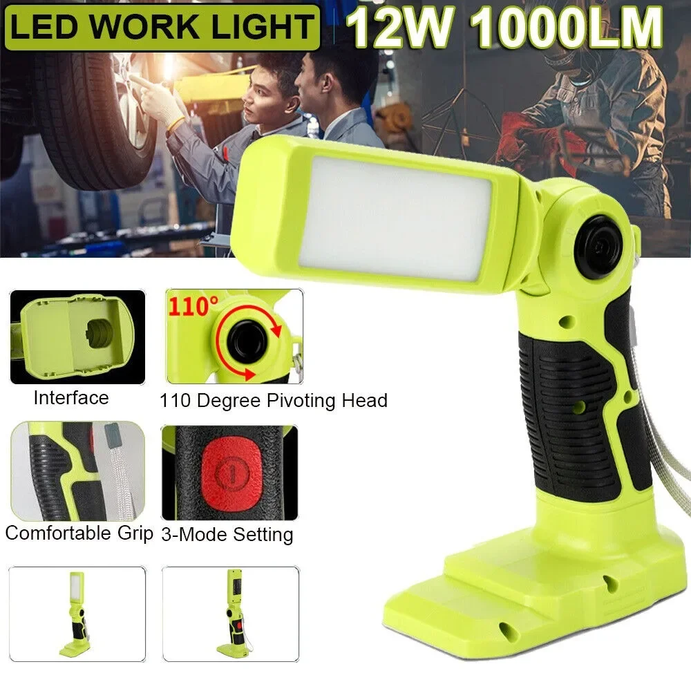 Imagem -02 - Lanterna Led sem Fio para Ryobi Luz de Trabalho Manual Holofotes Lâmpada de Exterior Lâmpada de Secretária Usb Bateria Li-ion 18v