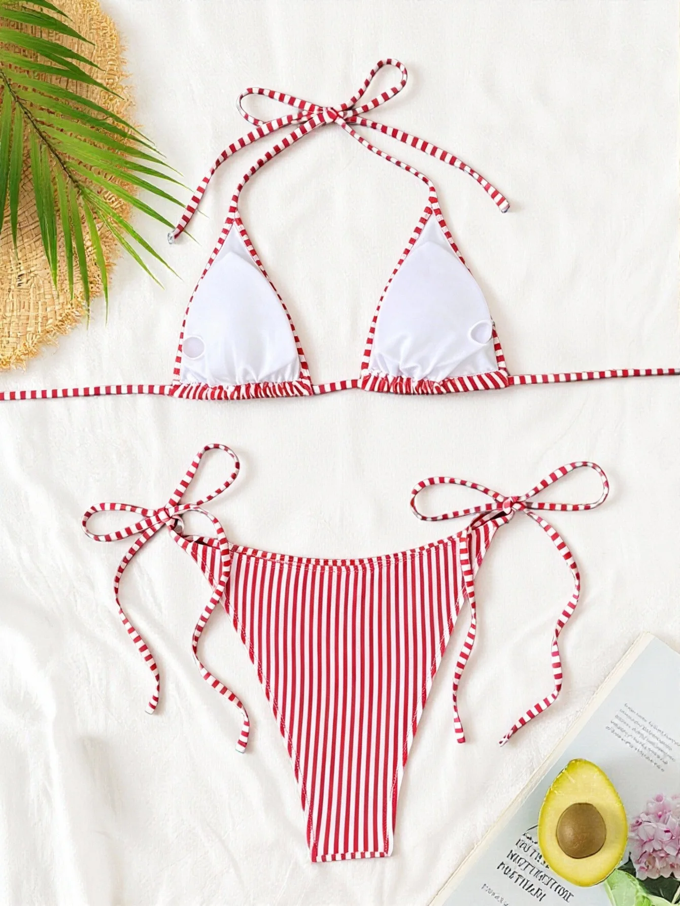 sexy striped plaid halter back tie bikinis sets two pieces thong swimsuits bathing suit swimwear biquini tankini trikini