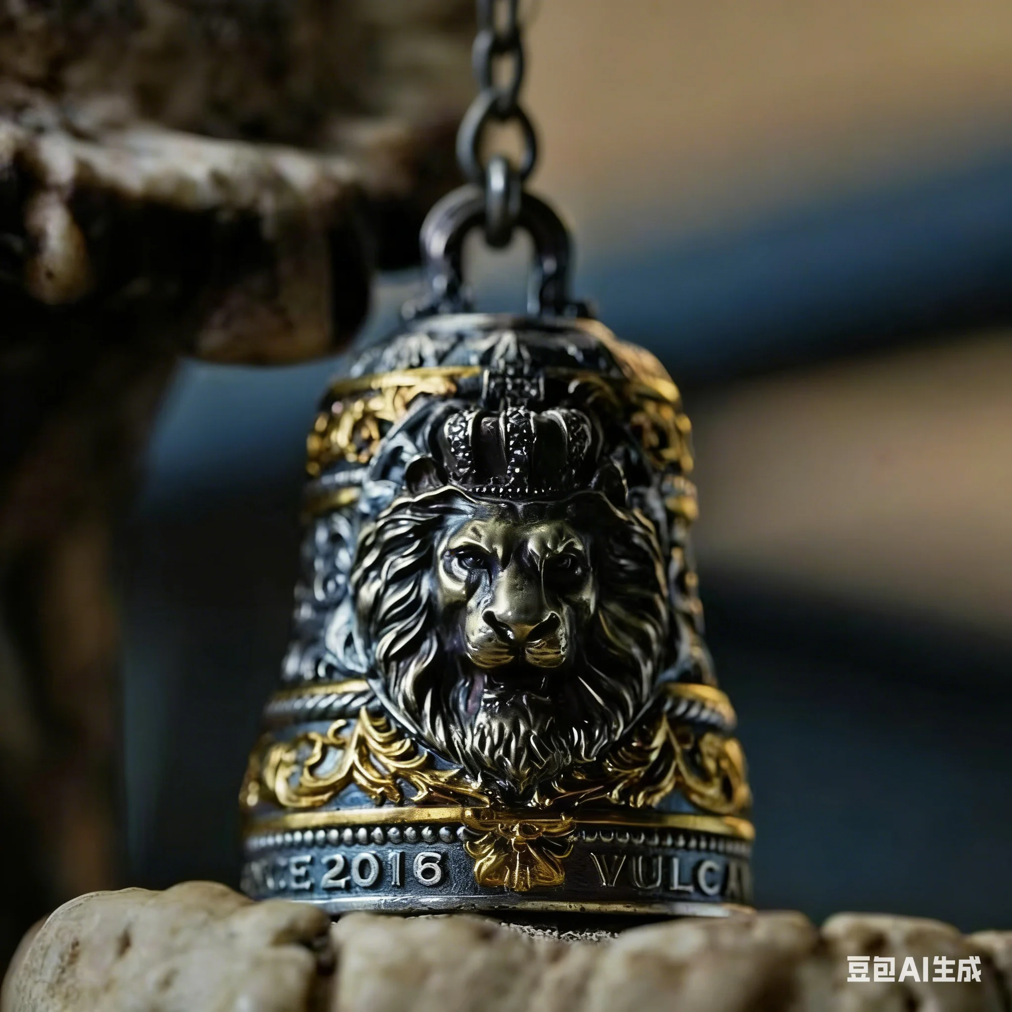 Collier pendentif cloche de lion pour moto, style punk, exorcisme, bijoux porte-bonheur pour hommes