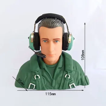 Model airplane pilot 1/5 - 1/4 pilot with movable head and movable headset pilot figure