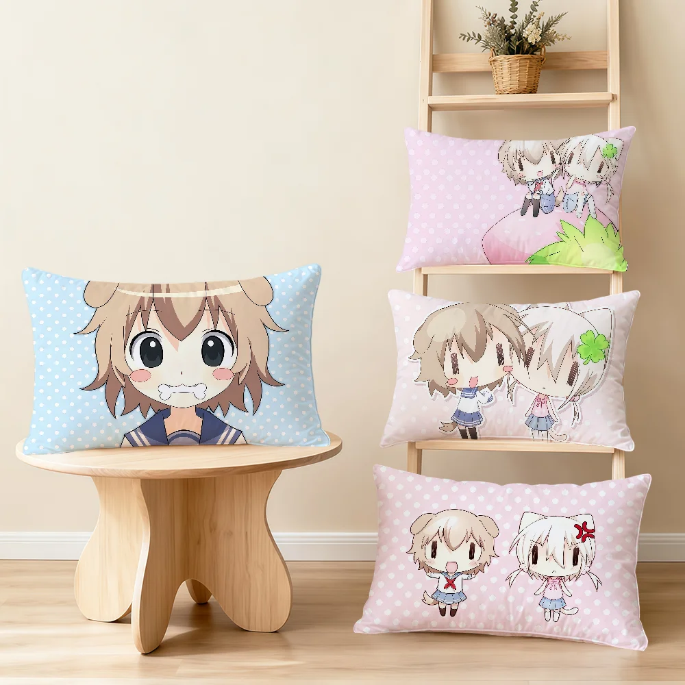 Kawaii anime girl art Core Wanwan Nyanko cushion cover Rectangle Pillow Cover Home Sofa living Room hogar Decor Pillowcase