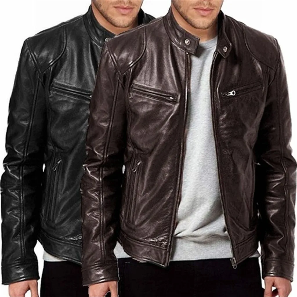 Leather Jacket Men's Jacket Autumn New Trendy Brand Motorcycle Suit Windproof Handsome Slim Fit Ruffian And Handsome Pu