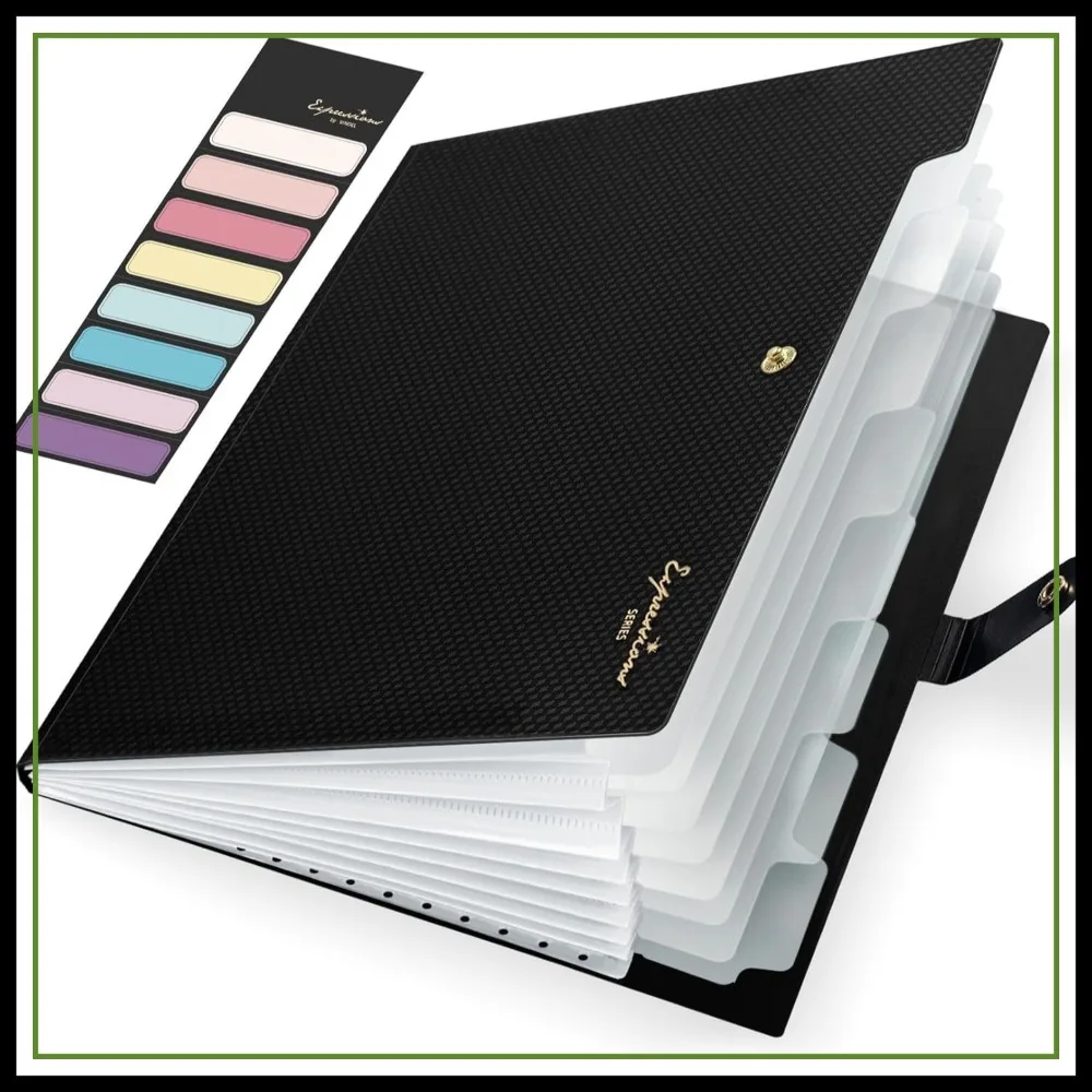 

Expanding File Folder 8 Pocket, Letter Size, Portable Organizer for Documents, Bills, Receipts, Home Office School, Black