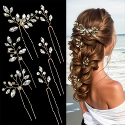 Wedding Bride Hairpin Hair Clips Alloy Tiaras Women Bridal Hair Accessories Rhinestone Flower Hair Comb Hairband Wedding Jewelry