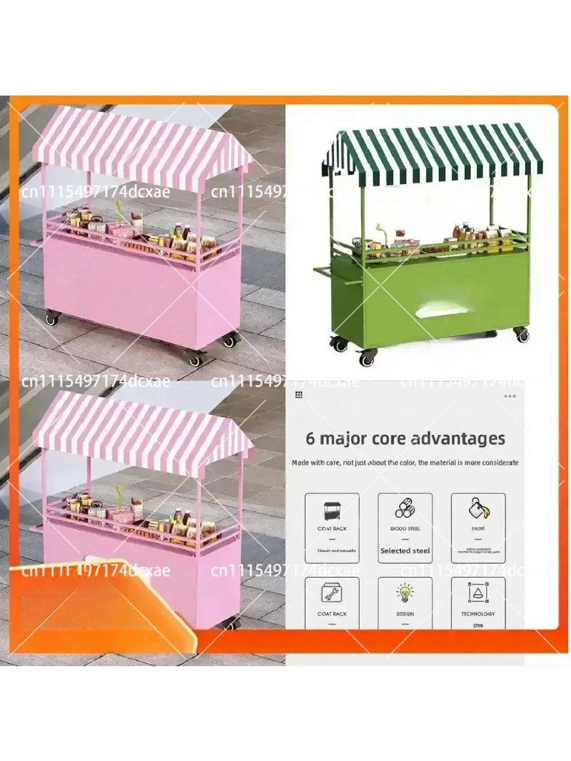 Chariot de nourriture mobile pour marché nocturne, stand de vente extérieur, chariot à roulettes pour vendeur de nourriture