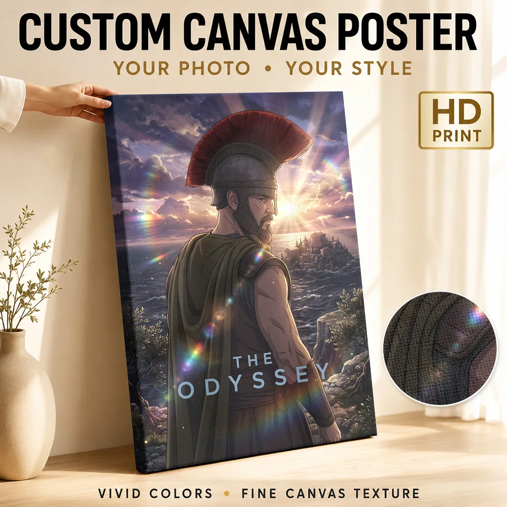 The Odyssey Odysseus Shinkai Anime Style Framed Canvas Poster Custom Spiritual Mythology Canvas Wall Art for Living Room Decor
