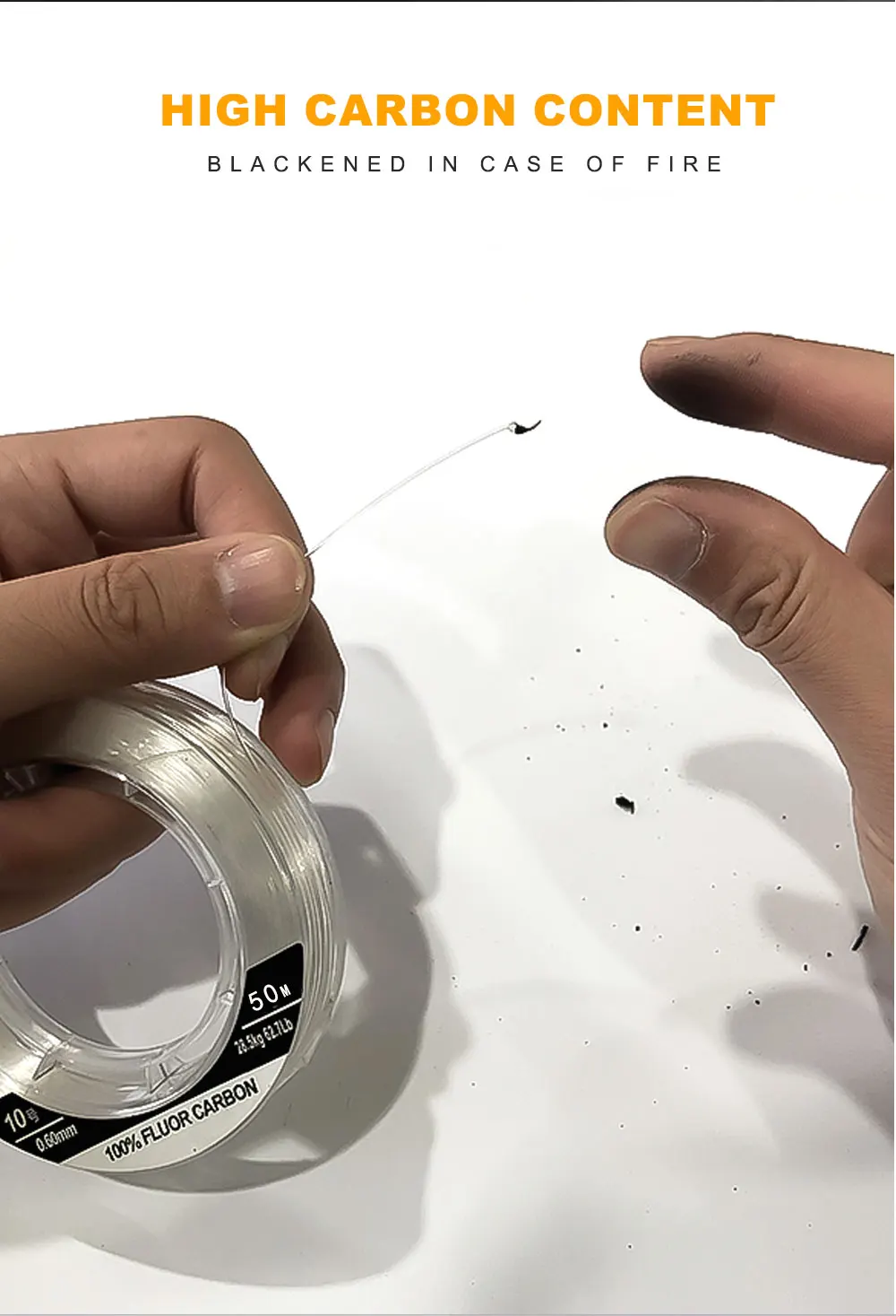 NGB Angelschnur 50M 100% Fluorocarbon Angelschnüre 5,5-62,7LB Kohlefaser-Vorfachschnur Fliegenschnur Schnell Sinkende Karpfenschnur – Detail 9
