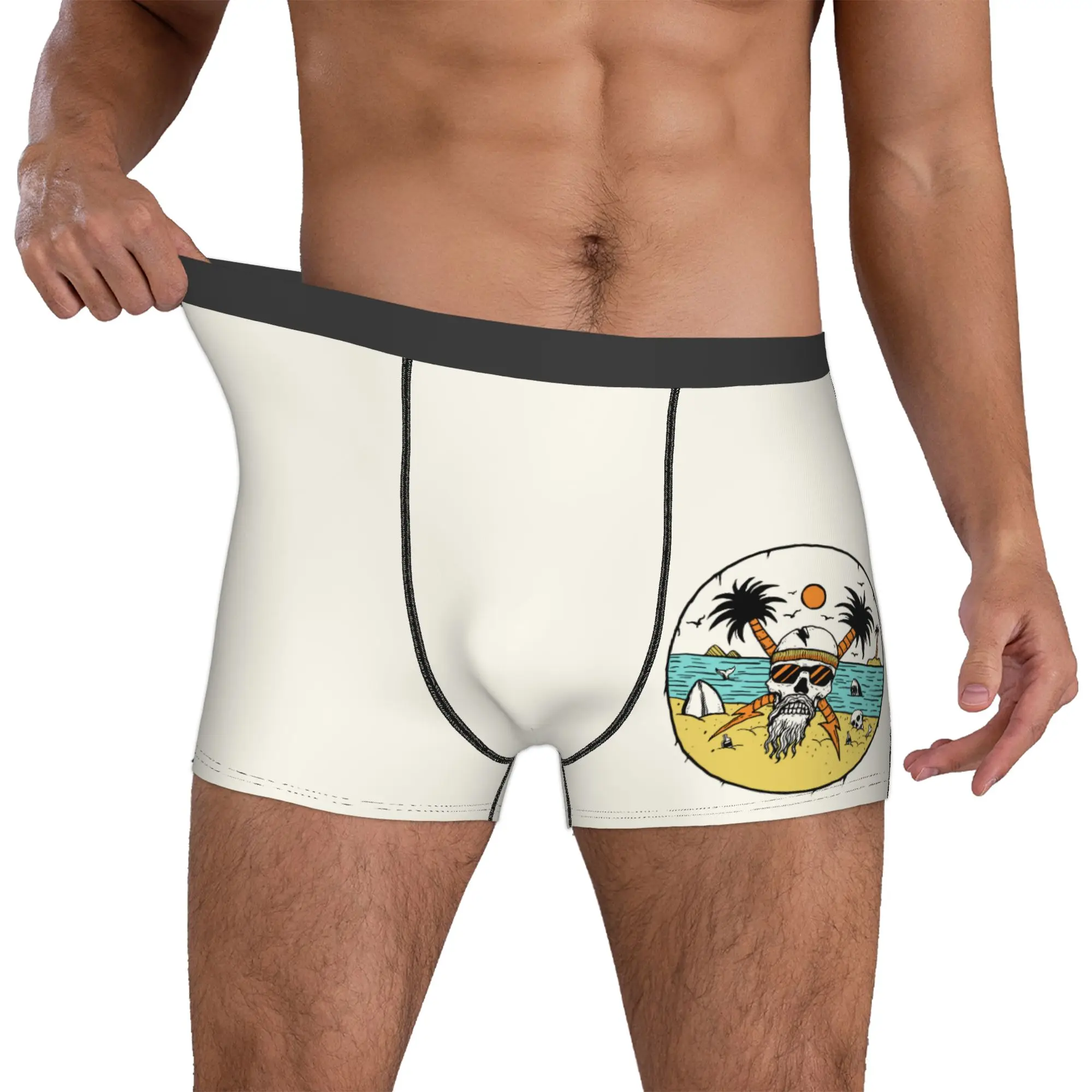 Customized Male Cool Surfing Skull Underwear Summer Beach Surfer Boxer Briefs Breathable Shorts Panties Underpants
