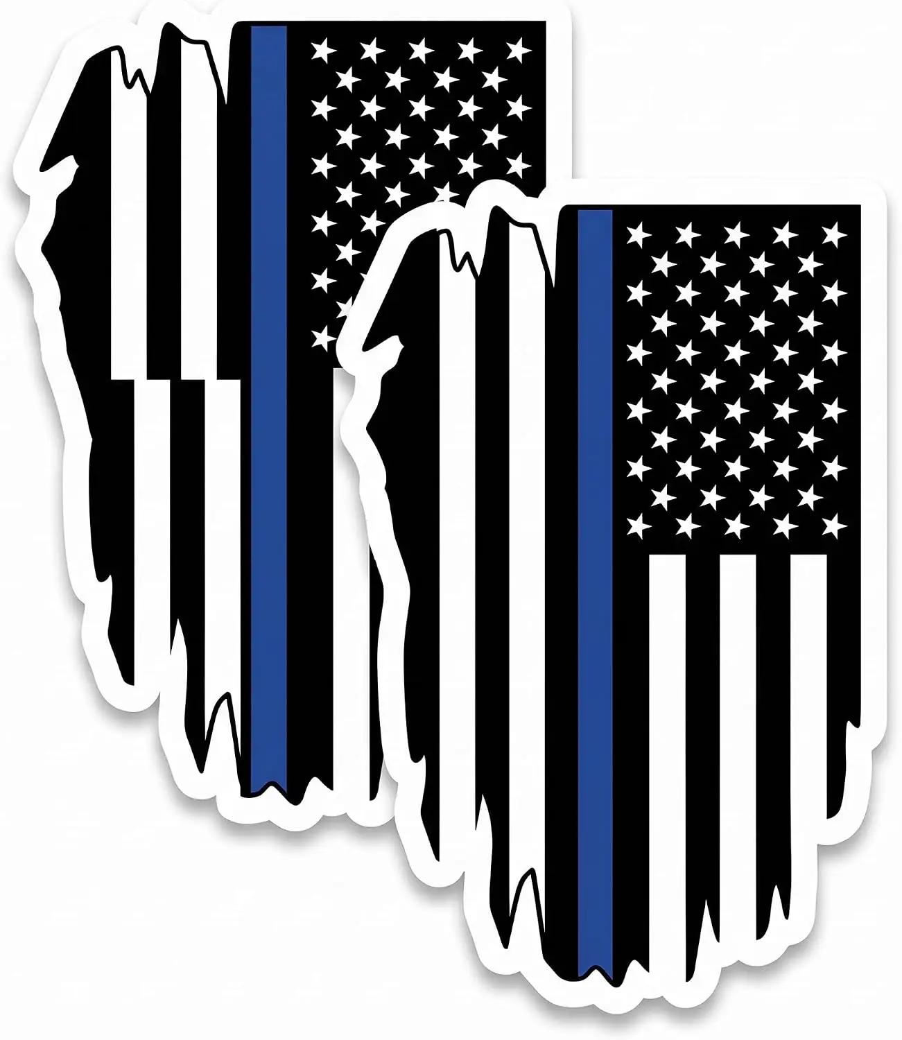 2 Pack Thin Blue Line Flag PVC Vinyl Sticker For Vehicle Window Toolbox And Laptop Personal Accessories Decoration Decal