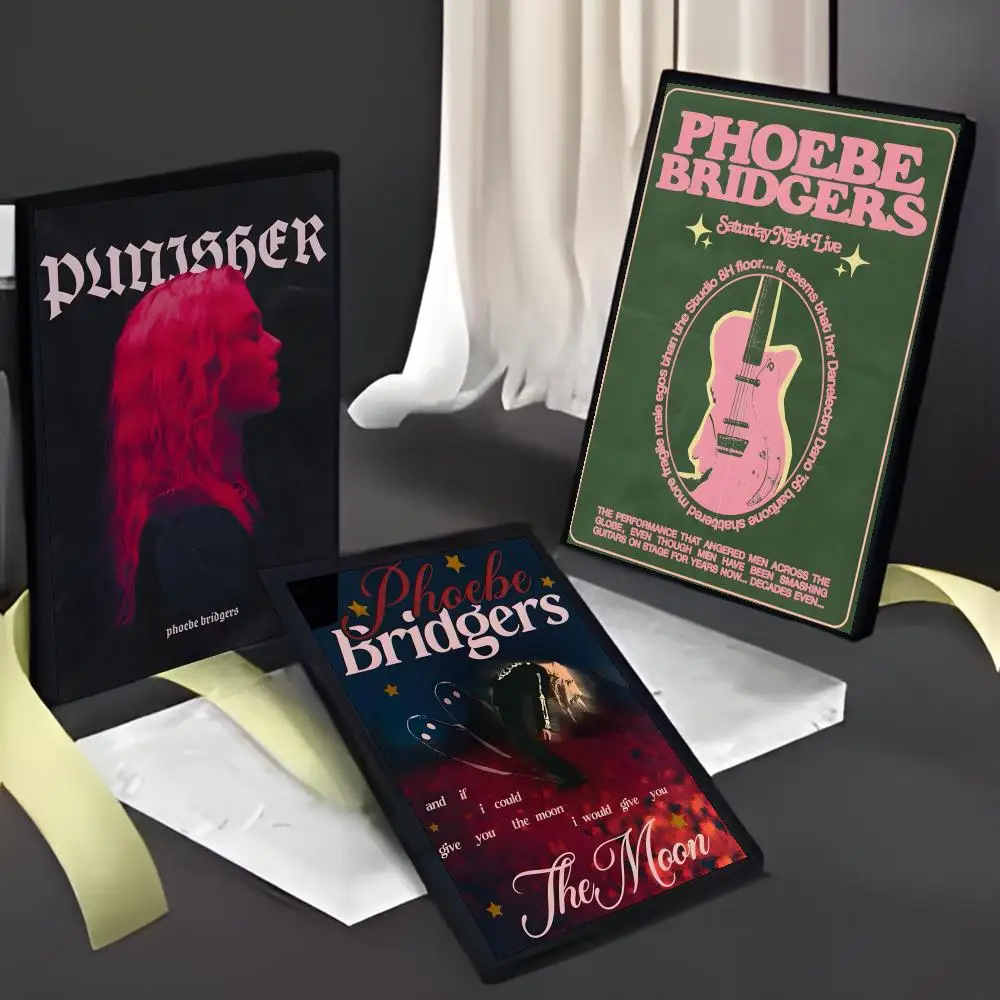 ملصق موسيقى Singer P-Phoebe B-Bridgers عالي الدقة مقاوم للماء ملصق فني: ديكور جداري جمالي شريط منزلي والمزيد