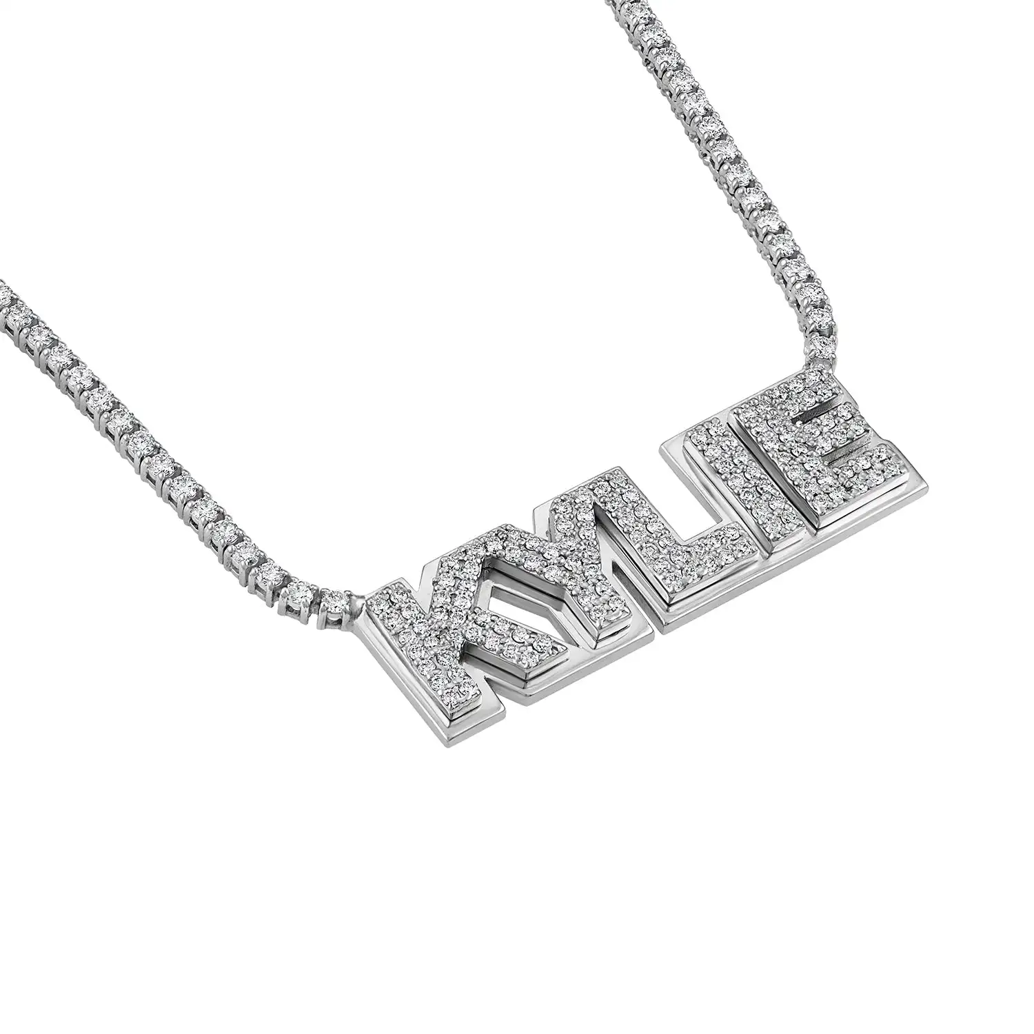 Personalized Layered Name Plate Diamond Tennis Necklace Stainless Steel Waterproof Jewelry Fathers Day Gift for Husband