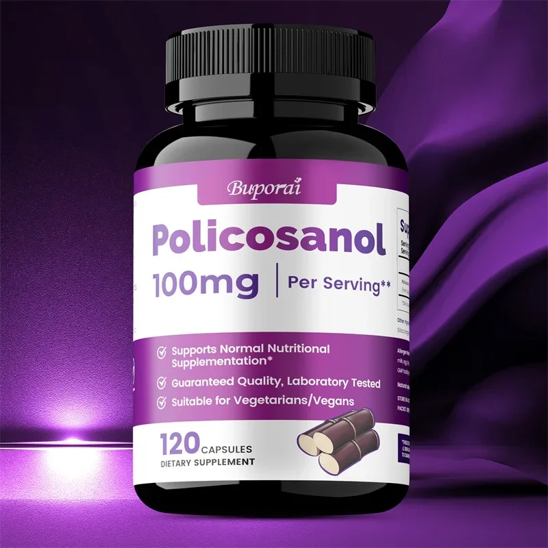 

Policosanol 100mg - Natural Sugar Cane Supplement, Balances Cholesterol, Promotes Energy Production, Maintains Overall Health