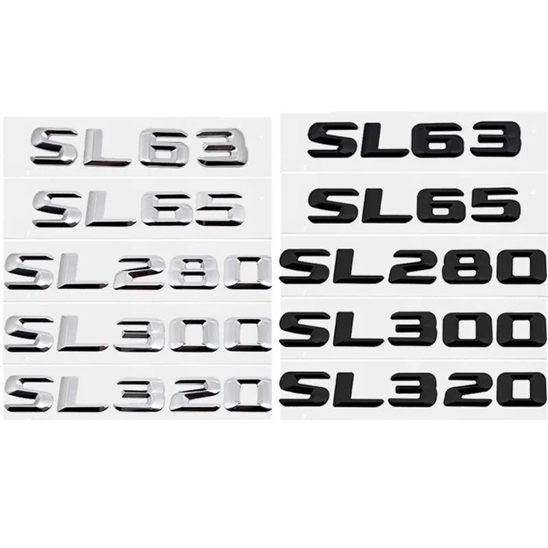 3D Auto Tail Number Letters Emblem for Mercedes Benz SL63 SL65 SL280 SL300 SL320 Car Rear Trunk Badge Sticker Decoration