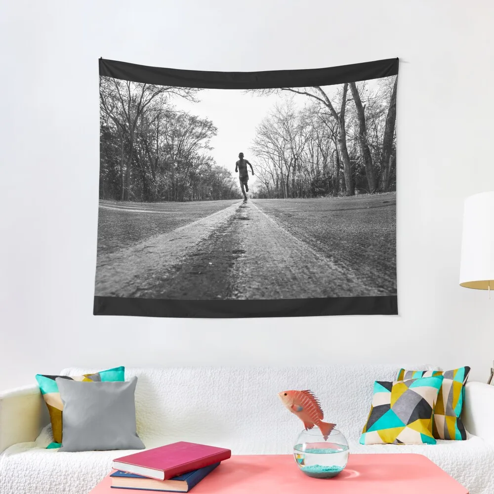 

Cross Country Running Run Runner Black and White Tapestry Living Room Decoration Cute Room Decor Tapestry